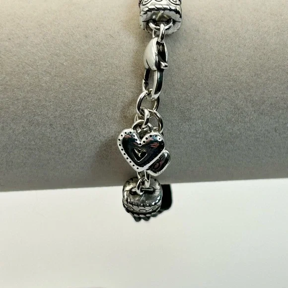 Brighton Heritage Heart Bracelet 8" Silver Plated Black Corded Strap J32460 - Picture 4 of 9